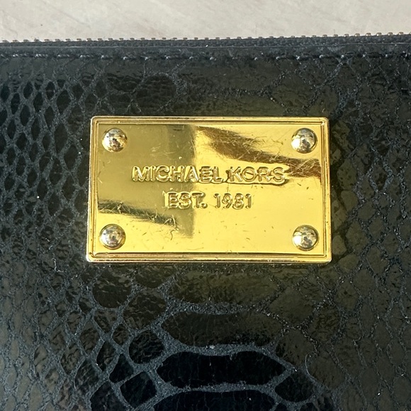 Michael Kors Black Textured Wristlet with Gold Accents - Picture 2 of 11